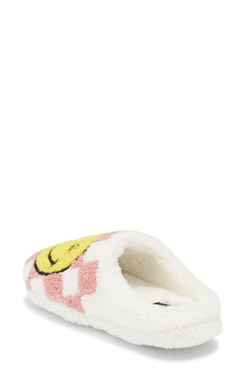 Joe Boxer Smiley Checkerboard Faux Shearling Clog In White