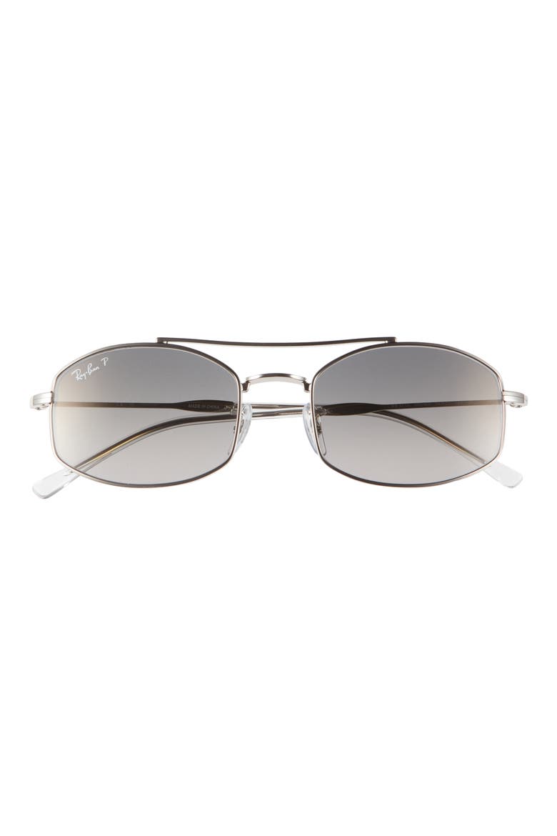 54mm Polarized Oval Sunglasses, Main, color, SILVER