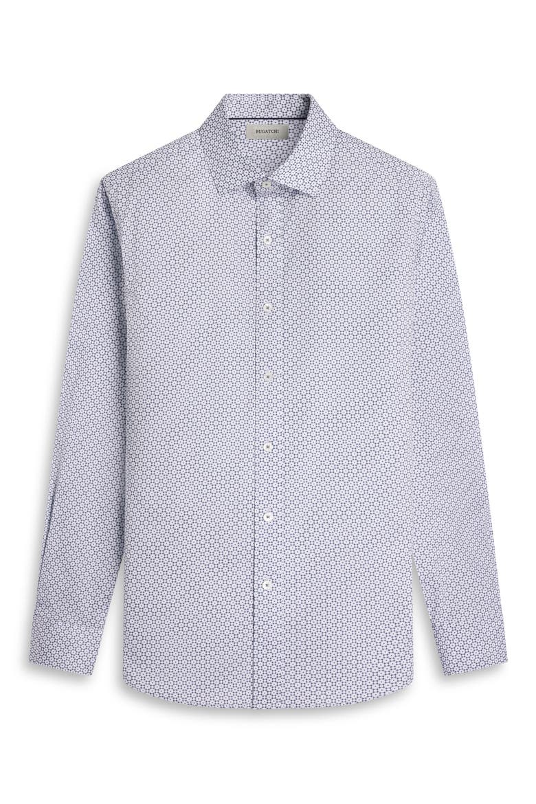 Axel Shaped Fit Geo Floral Cotton Button-Up Shirt, Alternate, color, NAVY