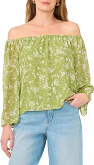 1.STATE Print Off the Shoulder Top