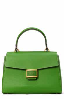 medium katy textured leather top handle bag