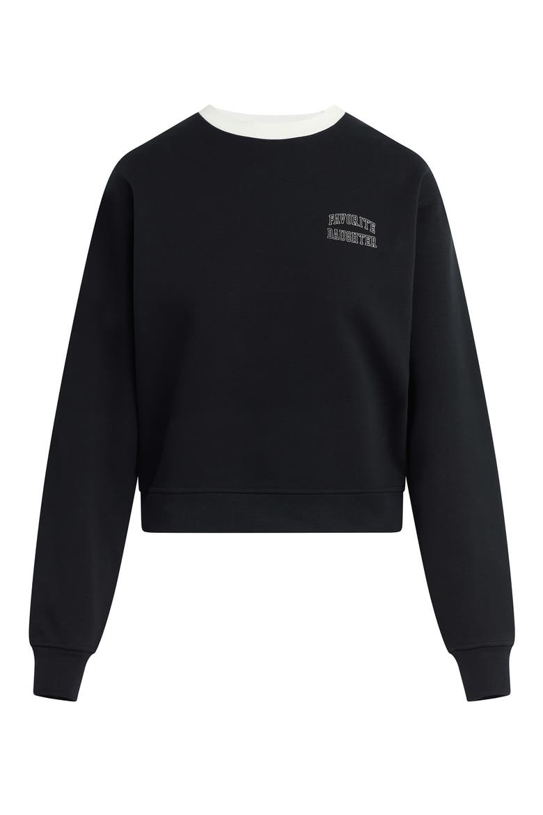 Collegiate Cotton Blend Sweatshirt, Alternate, color, BLACK/ IVORY