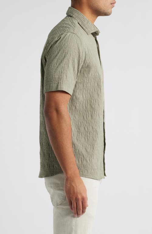 Robert Barakett Calyx Cotton Blend Jacquard Short Sleeve Button-up Shirt In Green