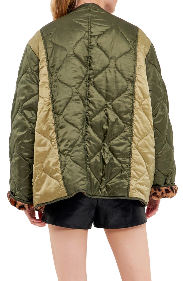 English Factory Oversize Quilted Ripstop Jacket, Alternate, color, Olive