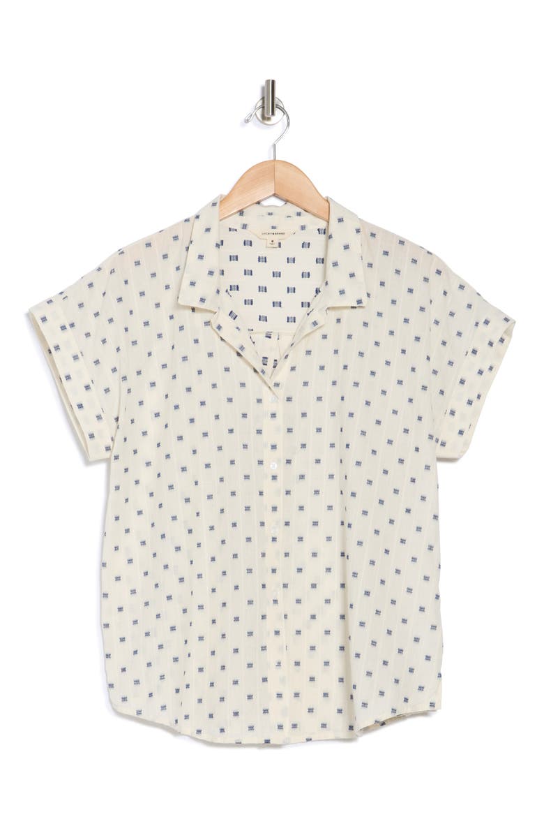 Clip Dot Cotton Blend Camp Shirt, Alternate, color, CREAM CLIPDOT