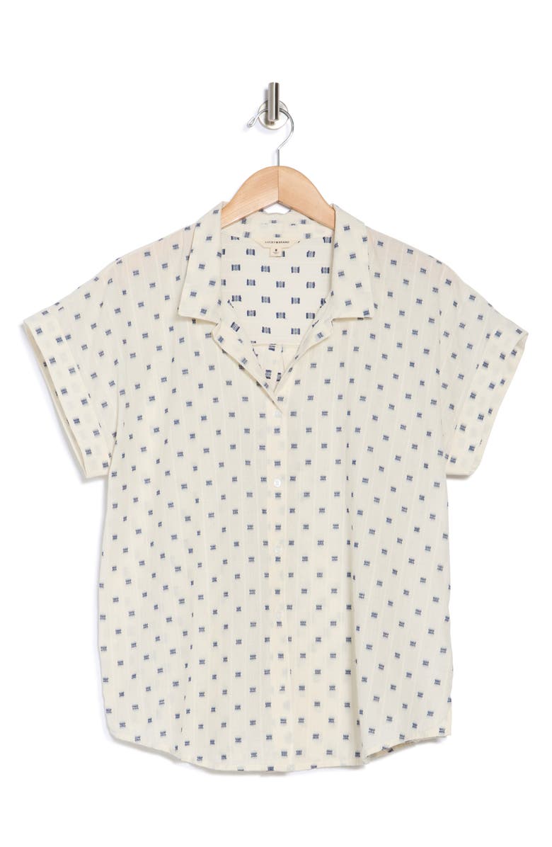 Lucky Brand Clip Dot Cotton Blend Camp Shirt, Alternate, color, Cream Clipdot