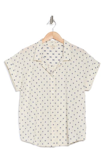 Lucky Brand Clip Dot Cotton Blend Camp Shirt