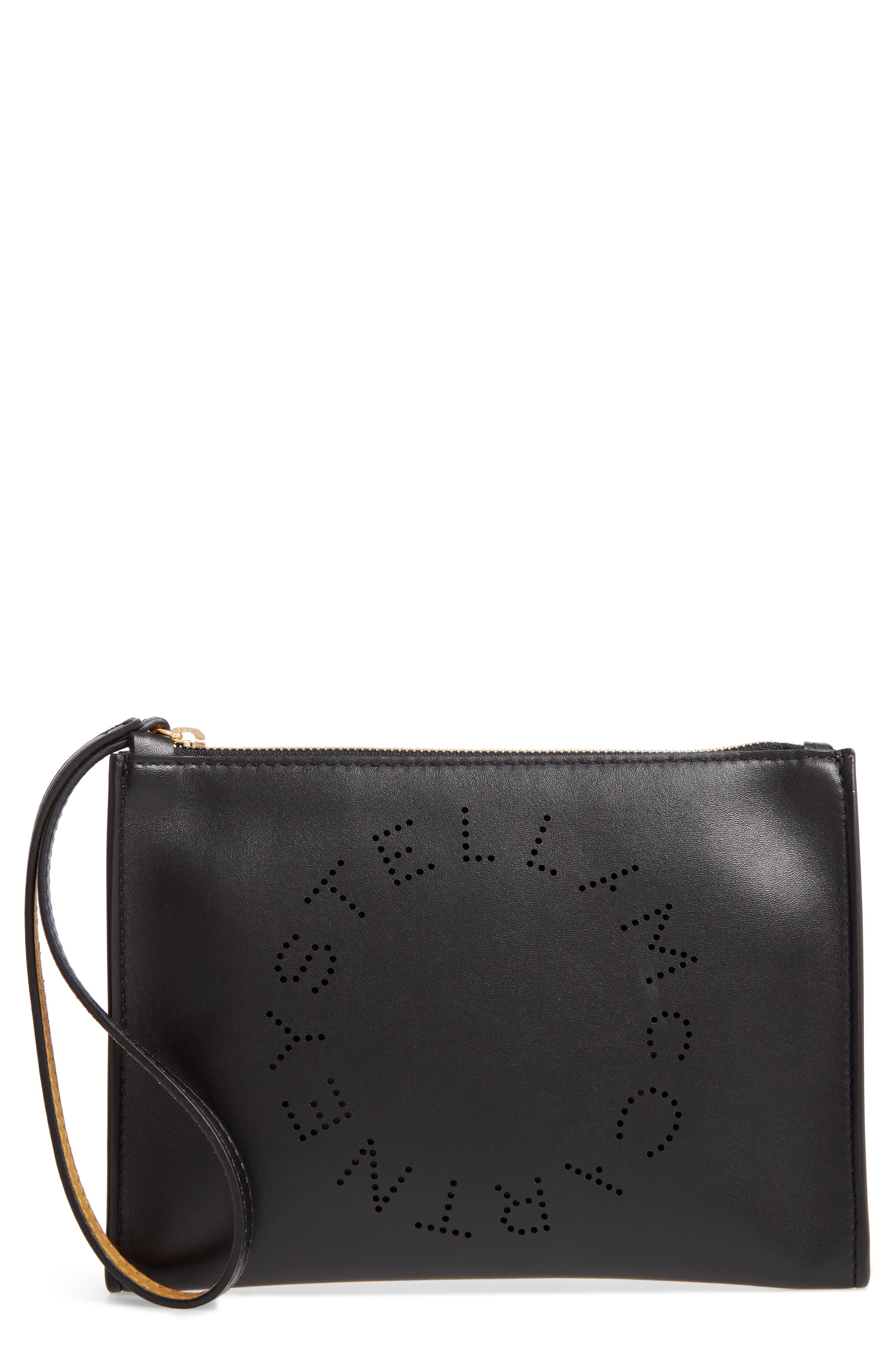 Stella McCartney Perforated Logo Alter Nappa Faux Leather Pouch, Main, color, 