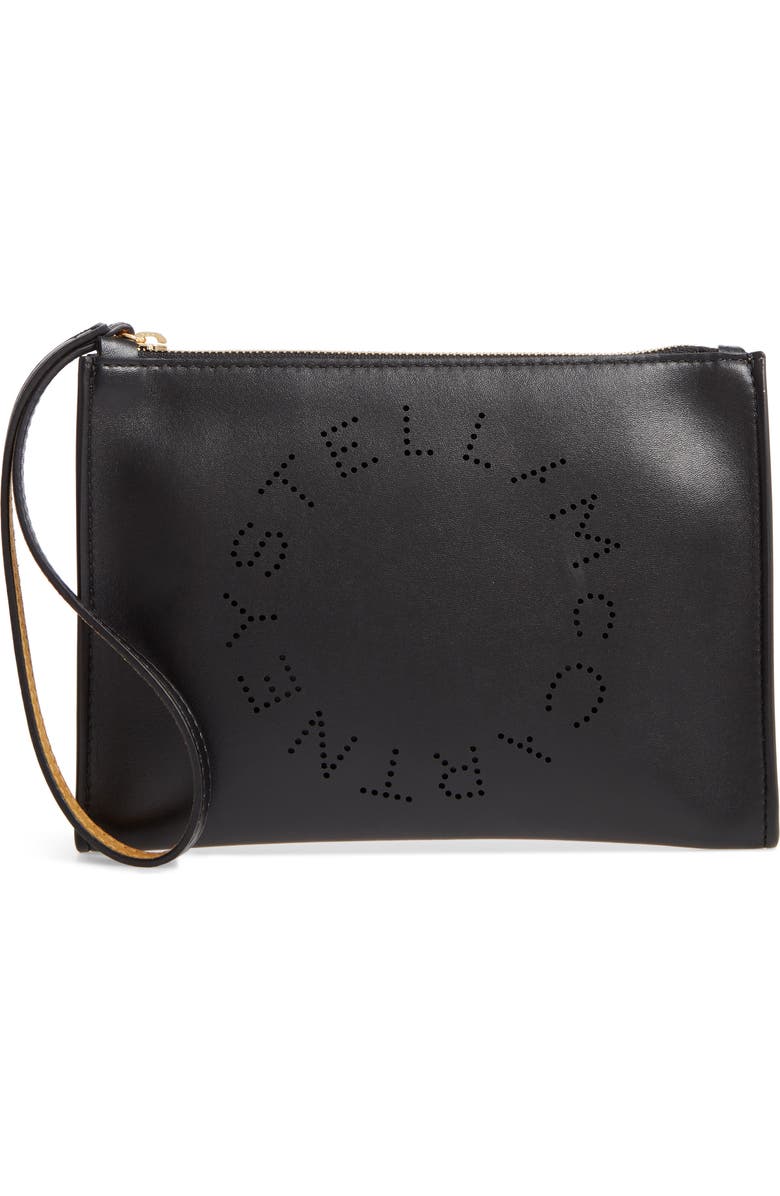 Stella McCartney Perforated Logo Alter Nappa Faux Leather Pouch, Main, color,
