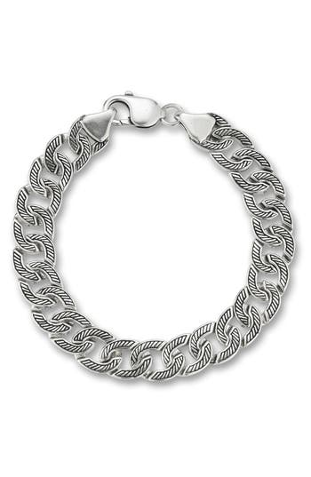 Yield Of Men Oxidized Sterling Silver Etched Curb Chain Bracelet In Metallic