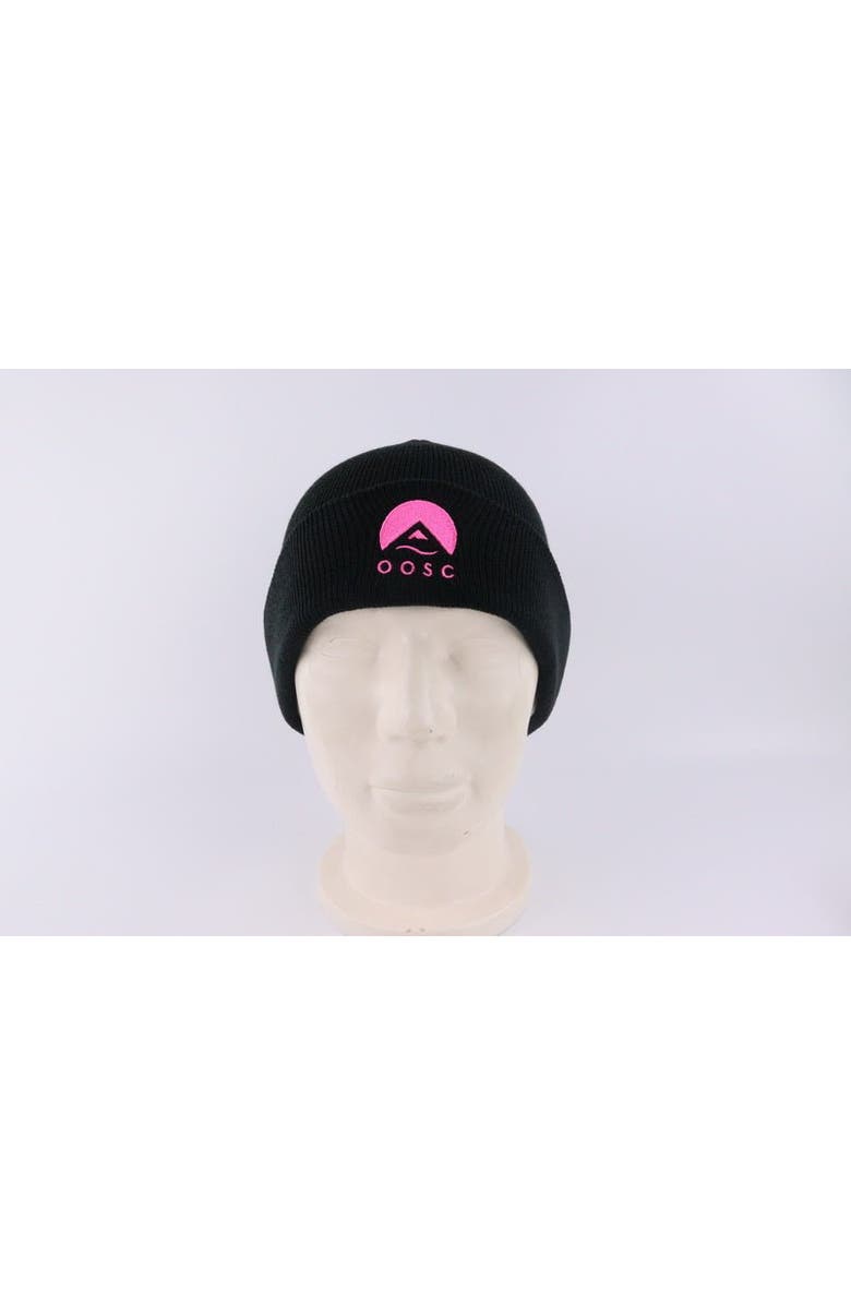 OOSC Classique Beanie - Black with Pink Logo, Alternate, color, Black With Pink Logo