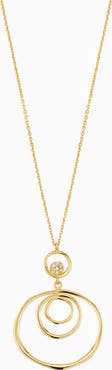 Oradina 14K Yellow Gold Inner Circle Drop Necklace