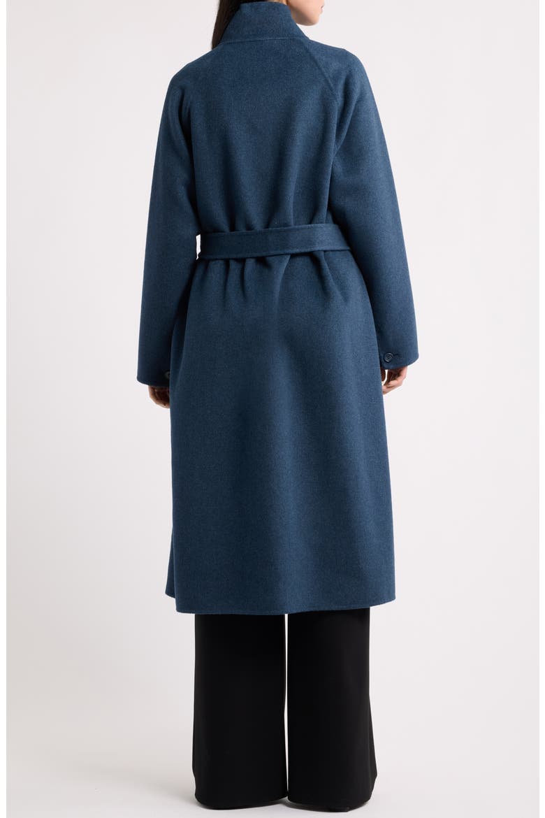 Melange Virgin Wool Long Peacoat, Alternate, color, SOLID BLUE NAVY
