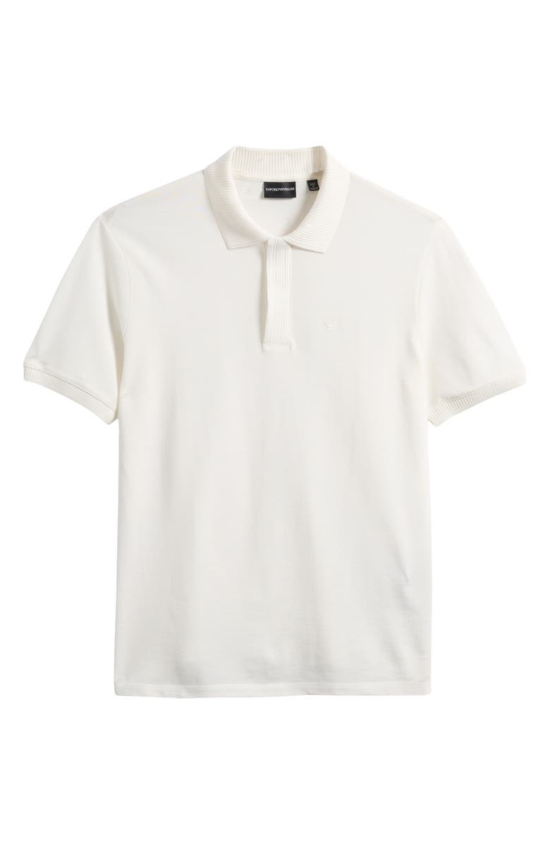 Emporio Armani Embroidered Logo Trim Polo, Alternate, color, Solid White