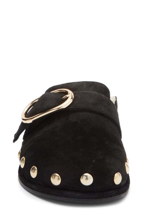 Stuart Weitzman Studded Faux Shearling Lined Mule In Black