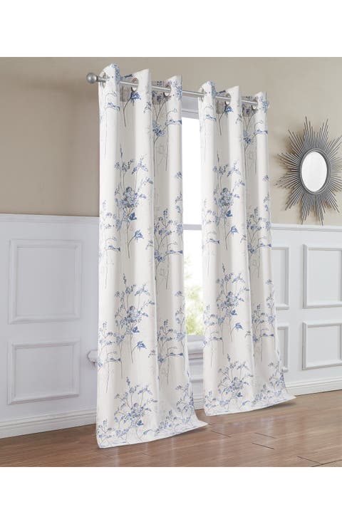 Set of 2 Floral Room Darkening Curtains