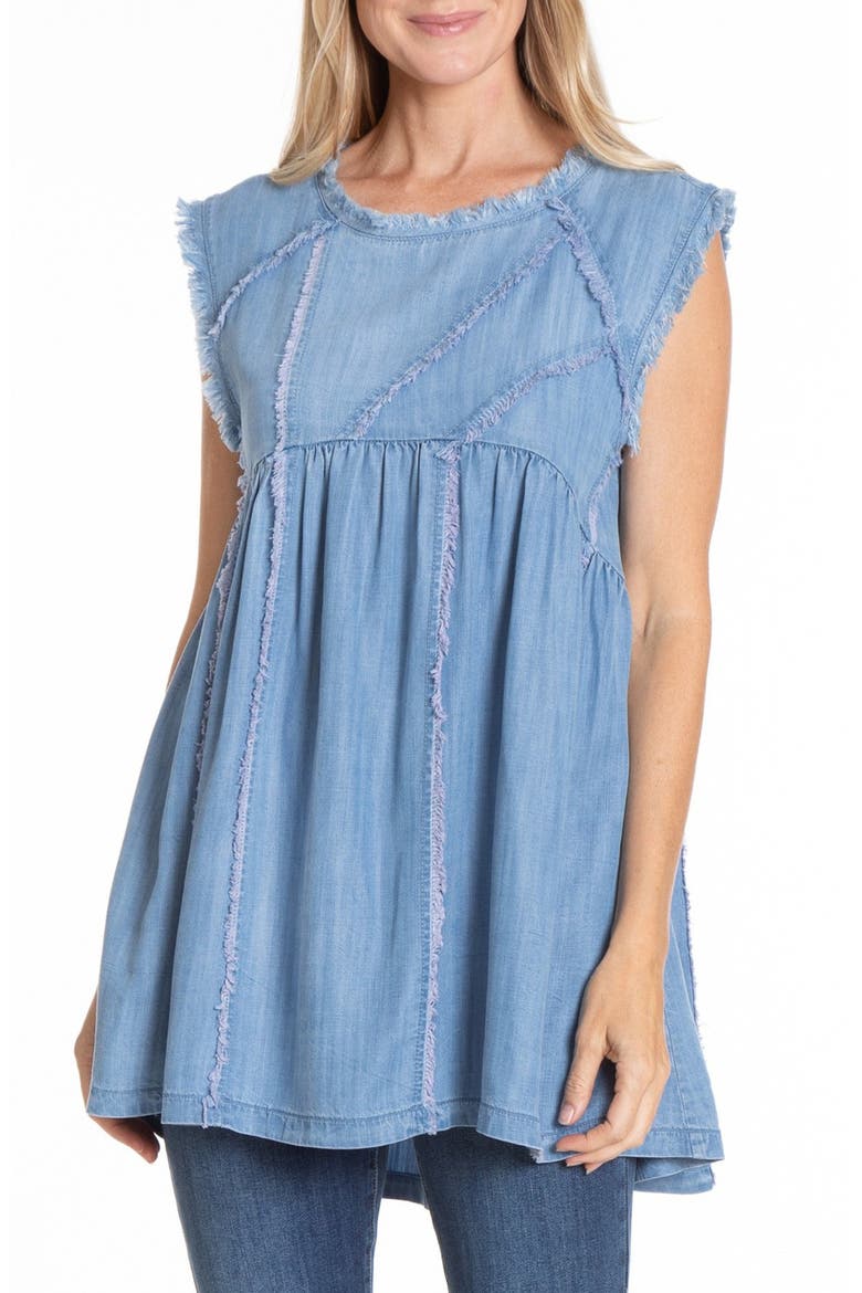 Sleeveless Denim Shirt, Main, color, LIGHT INDIGO