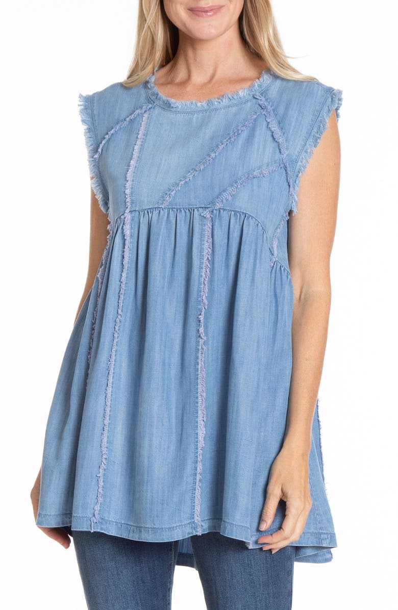 APNY Sleeveless Denim Shirt, Main, color, Light Indigo