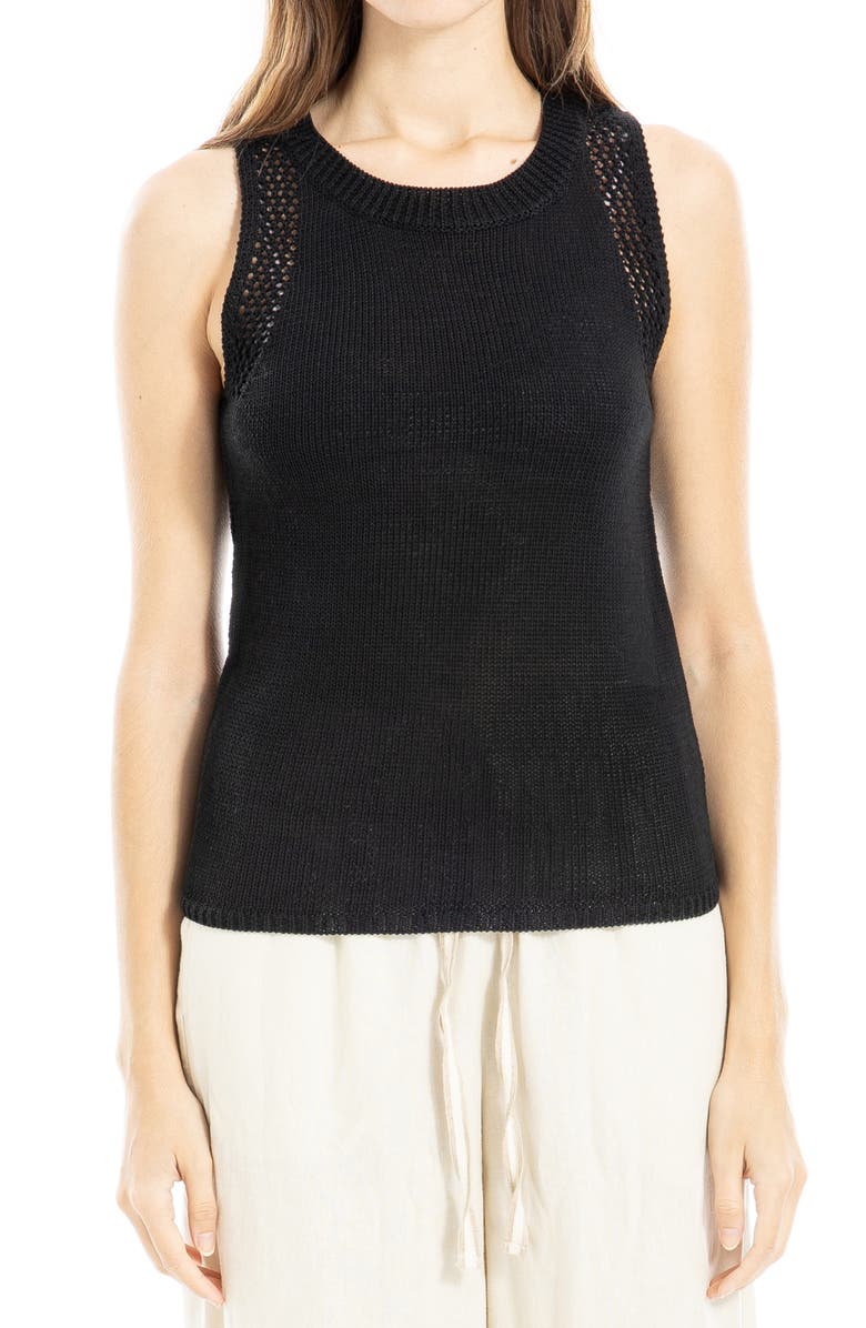 MAX STUDIO Pointelle Stitch Crocheted Tank, Alternate, color, Black