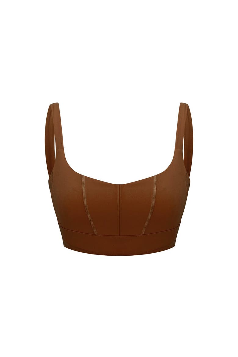 Bra With Stitch Detail, Main, color, Brown