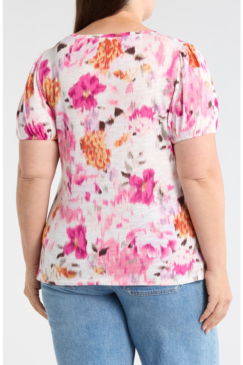 Floral Puff Sleeve T-Shirt, Alternate, color, PINK MULTI FLORAL