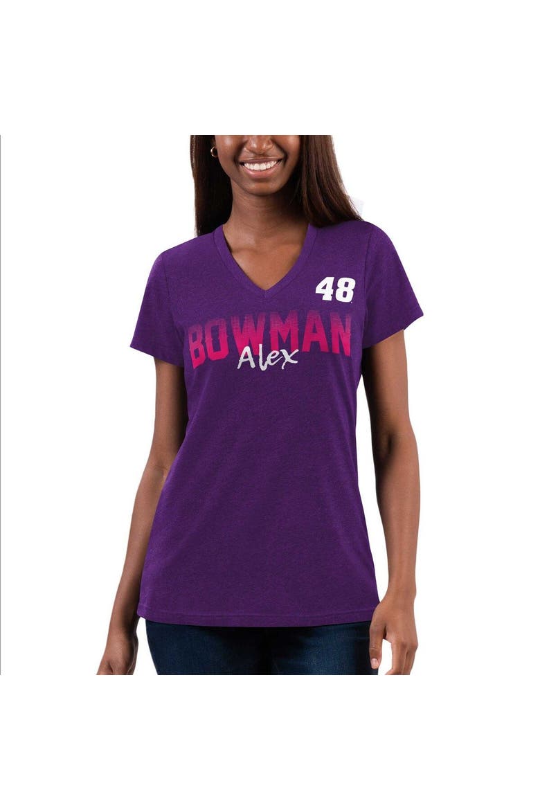 Women's G-III 4Her by Carl Banks Purple Alex Bowman Snap V-Neck T-Shirt, Main, color, Purple