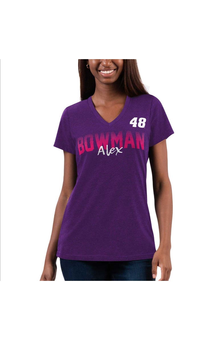 G-III 4HER BY CARL BANKS Women's G-III 4Her by Carl Banks Purple Alex Bowman Snap V-Neck T-Shirt, Main, color, Purple