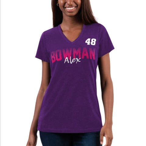 Women's G-III 4Her by Carl Banks Purple Alex Bowman Snap V-Neck T-Shirt