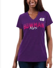 G-III 4HER BY CARL BANKS Women's G-III 4Her by Carl Banks Purple Alex Bowman Snap V-Neck T-Shirt