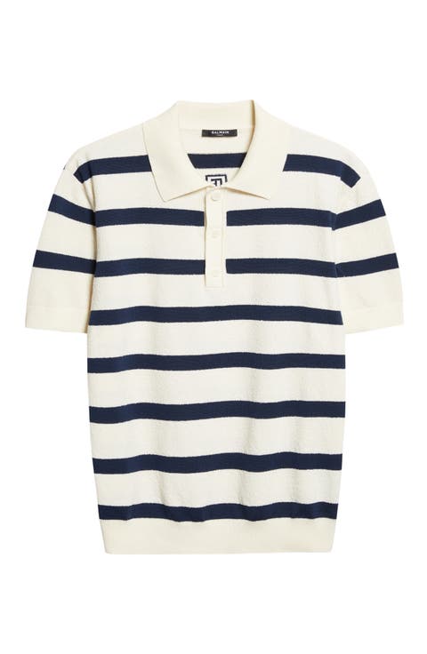 Marinière Stripe Cotton Blend Terry Cloth Polo
