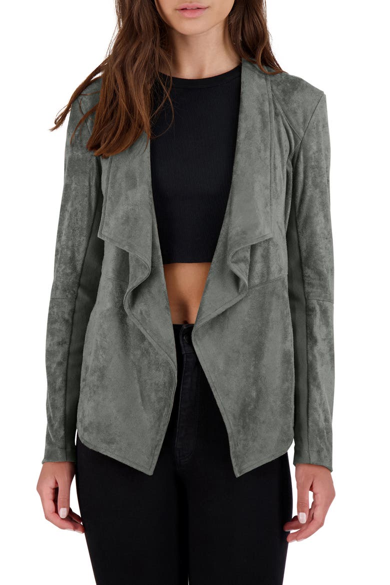 BB Dakota Wade Drape Front Faux Suede Jacket, Main, color, SURPLUS GREEN