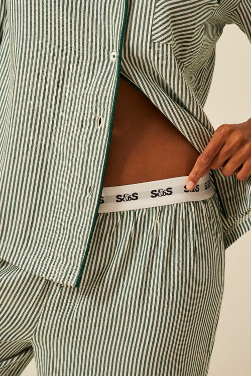Stripe & Stare Ecovero Pyjama Bottoms In Green