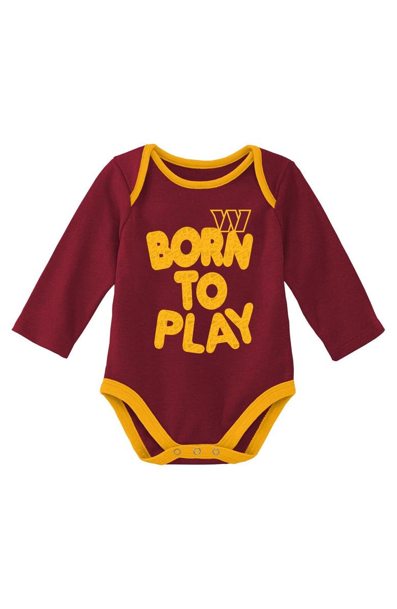 Outerstuff Newborn & Infant Burgundy/Heathered Gray Washington Commanders Born To Win Two-Pack Long Sleeve Bodysuit Set, Alternate, color, Burgundy