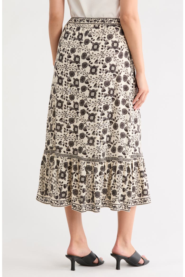 Button Front Maxi Skirt, Alternate, color, CRM/ BLACK FLORAL HRTS