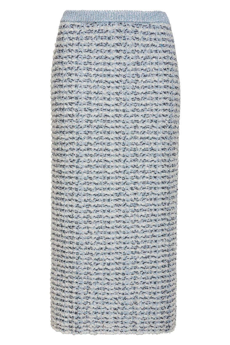 Sequin Metallic Eyelash Knit Skirt, Alternate, color, AQUA/ WHITE