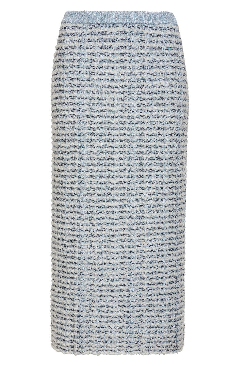 ST. JOHN Sequin Metallic Eyelash Knit Skirt, Alternate, color, Aqua/ White