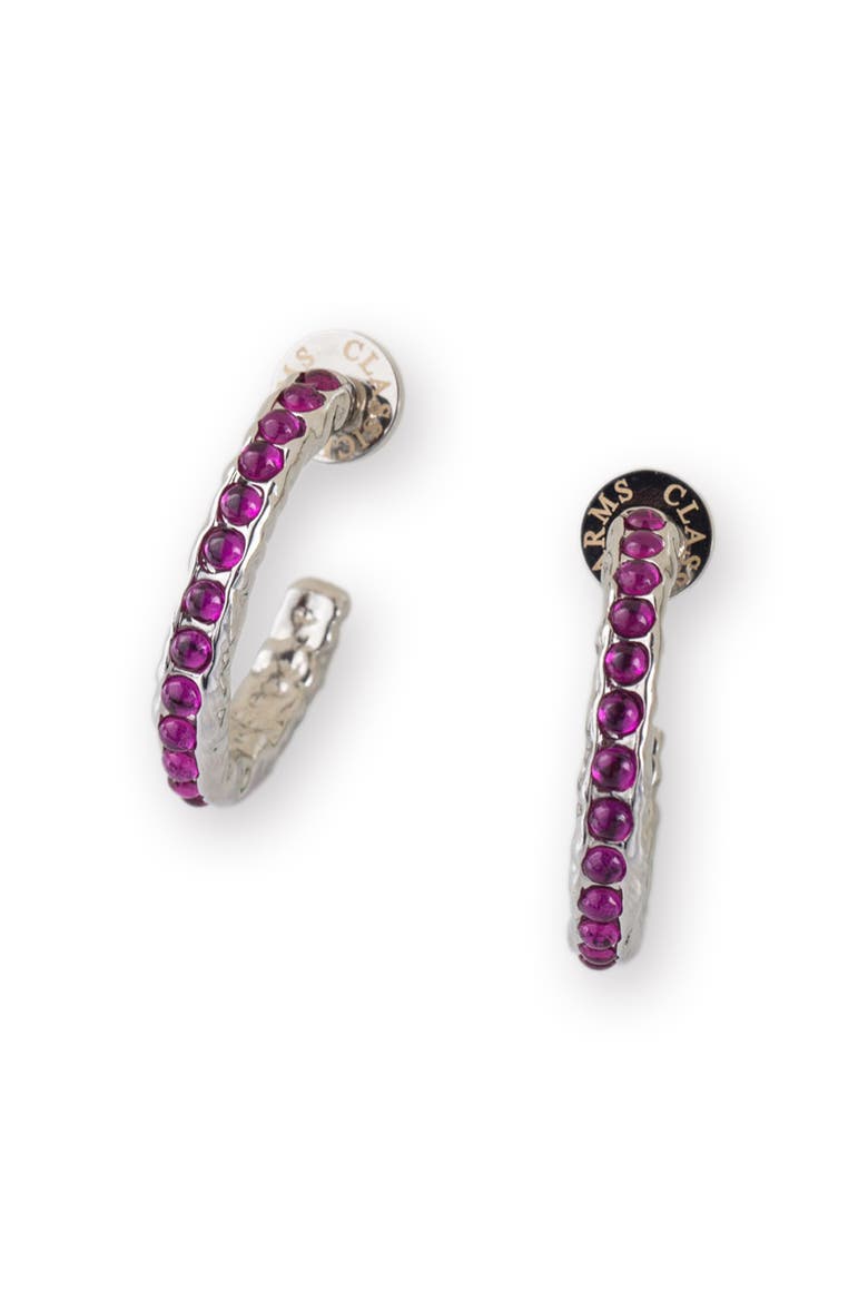 Serena Molten Gemstone Hoop Earrings, Main, color, Silver/Pink