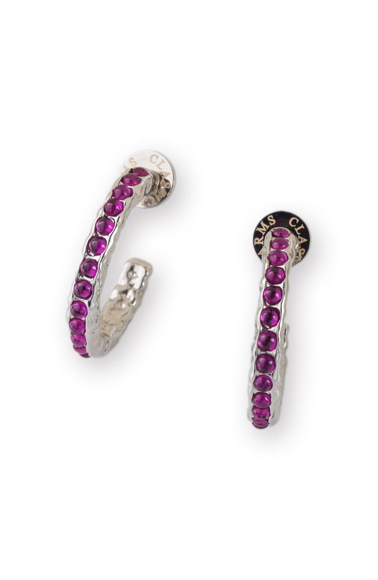Classicharms Serena Molten Gemstone Hoop Earrings, Main, color, Silver/Pink