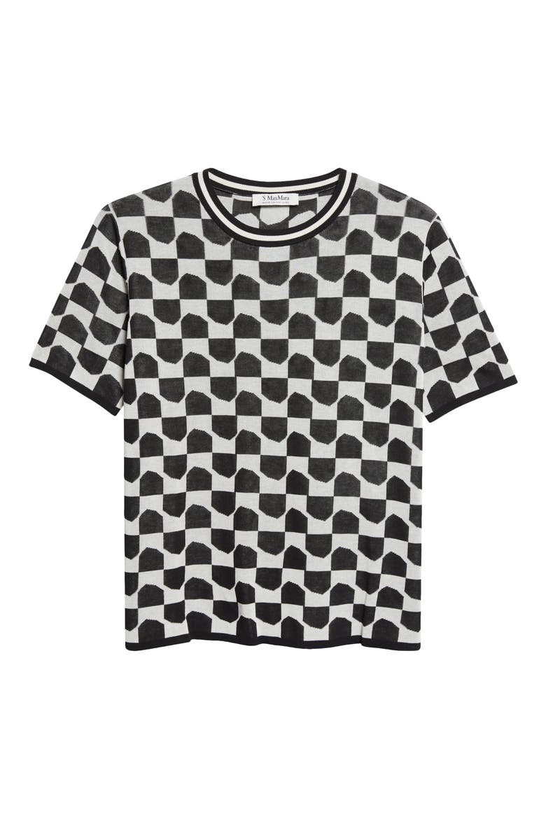 Geometric Cotton Blend Jacquard Sweater, Alternate, color, BLACK