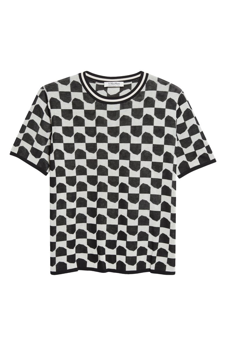 Max Mara Geometric Cotton Blend Jacquard Sweater, Alternate, color, Black