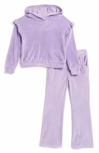 90 DEGREE BY REFLEX Kids' Velour Hoodie & Flare Pants Set