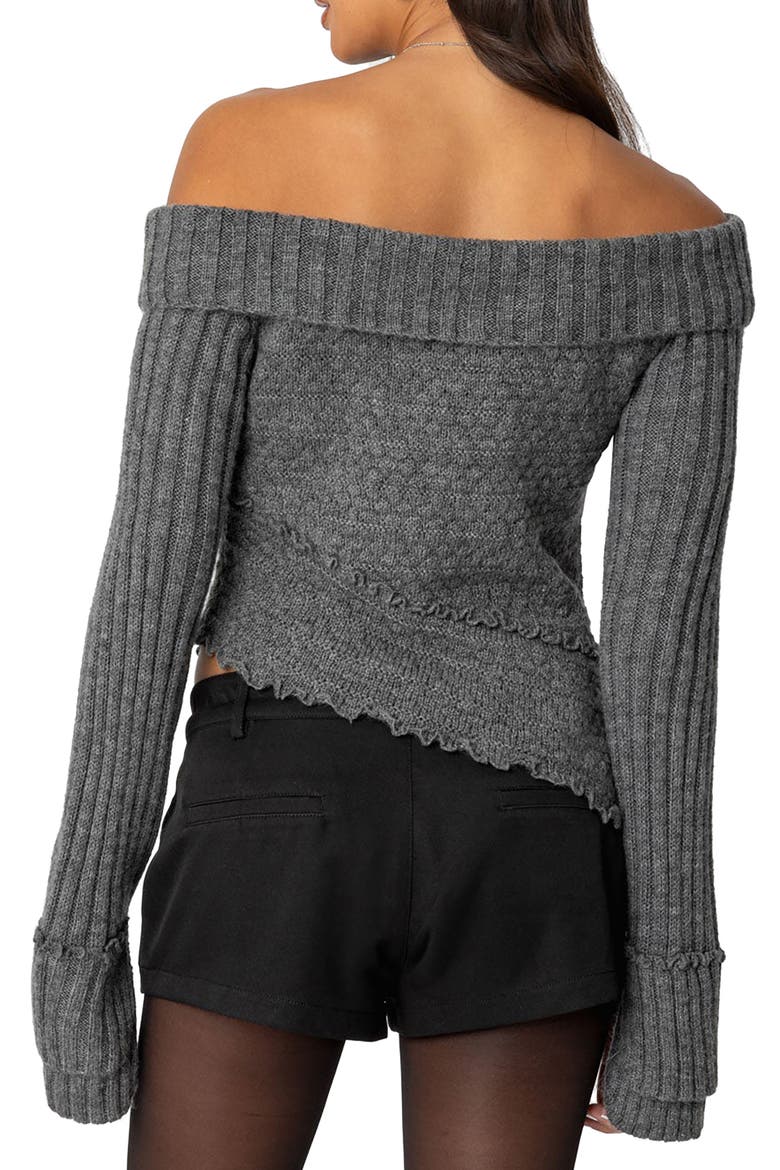 Mikkie Asymmetric Foldover Sweater, Alternate, color, DARK-GRAY