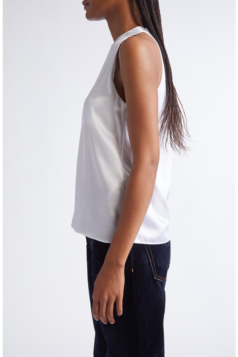Sleeveless Silk Satin Top, Alternate, color, 01B WHITE