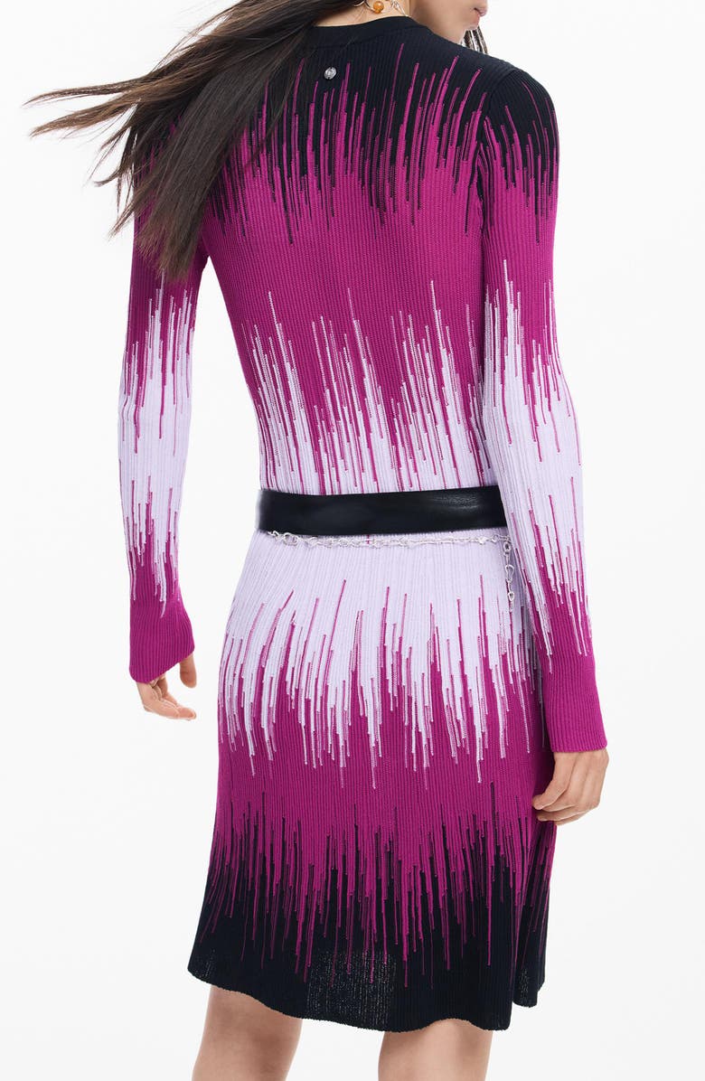 Desigual Ombré Long-Sleeve Rib Dress, Alternate, color, Pink