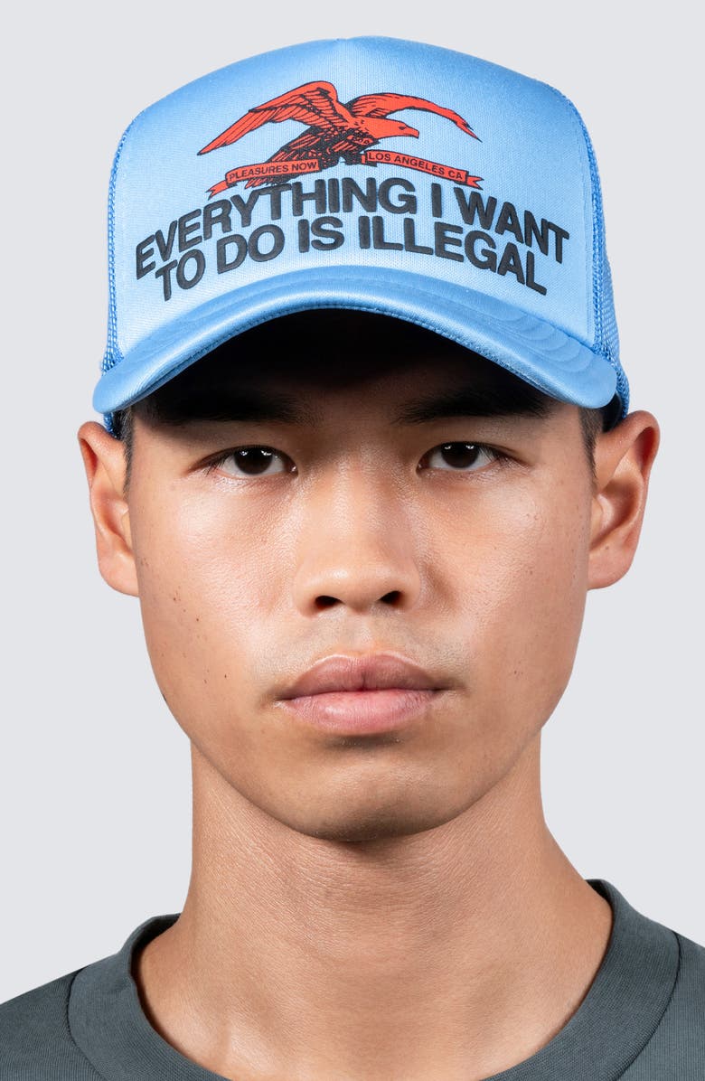 PLEASURES Illegal Trucker Hat, Alternate, color, 