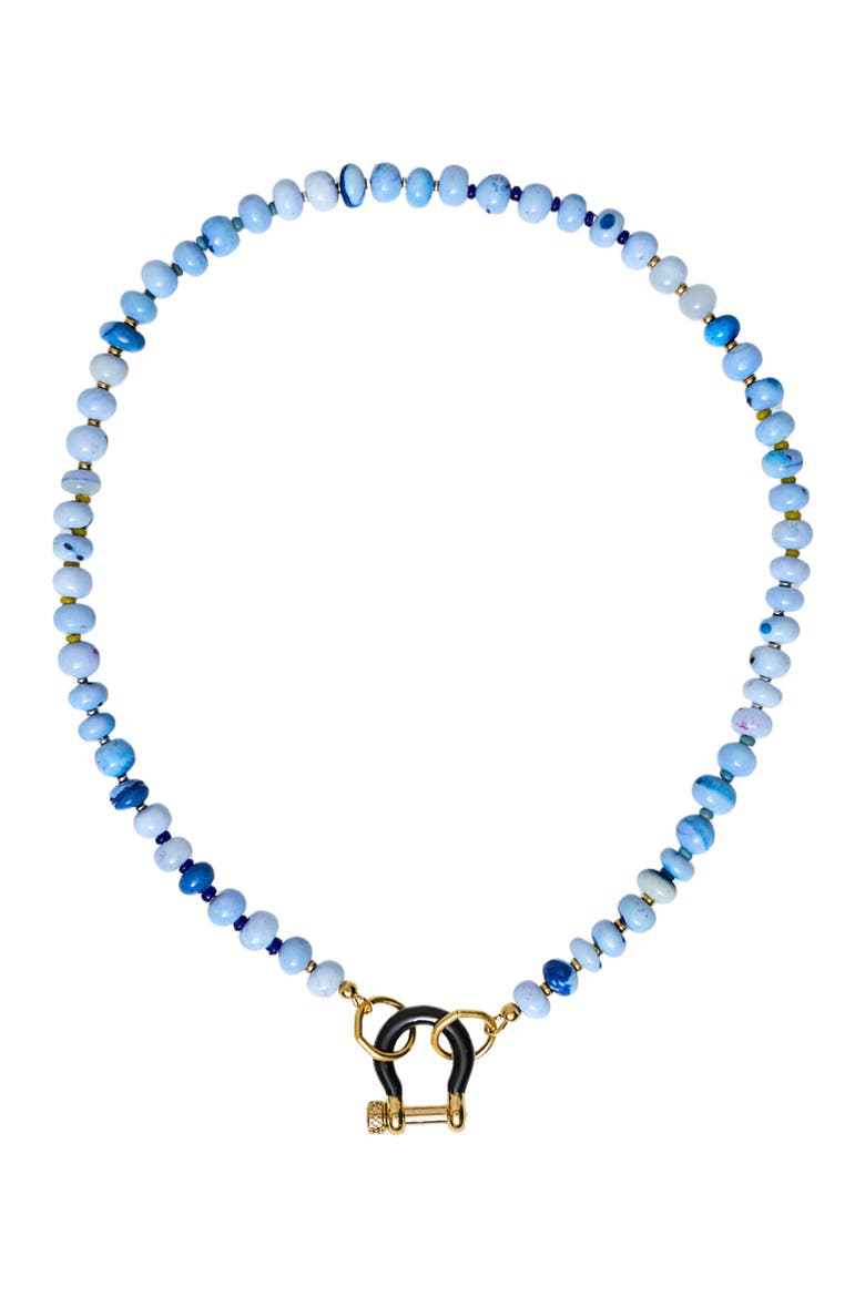 Lucky Gender Inclusive Blue Opal Necklace, Main, color, Blue