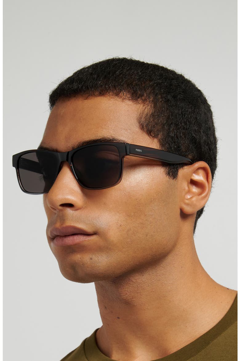 58mm Rectangular Sunglasses, Alternate, color, BROWN HORN/ GREY