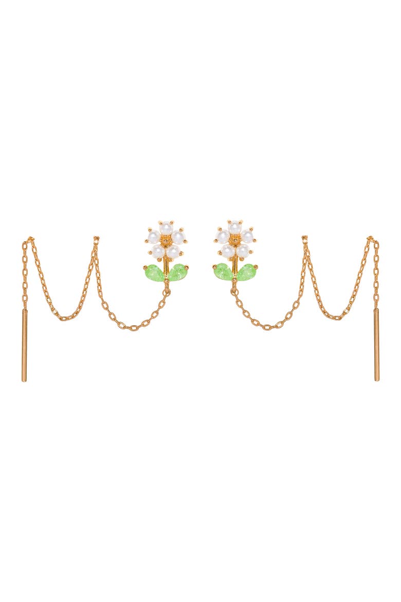 Daisy Petal Threader Earrings, Main, color, GOLD
