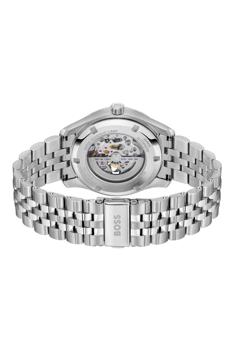 Principle Skeleton Automatic Bracelet Watch, 41mm, Alternate, color, DARK GREEN