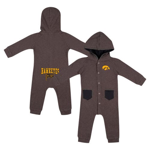 Colosseum Baby Boys And Girls Charcoal Michigan Wolverines Zando-zan Waffle Full-snap Hooded Romper In Charcoal